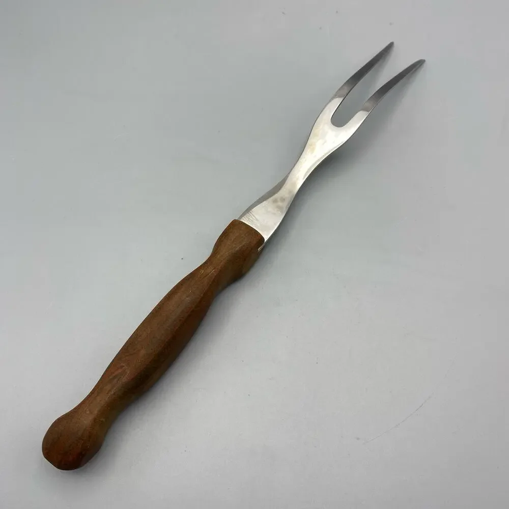 Vintage Cutco No 27 Meat Fork Brown Marbled‎ Handle Grill Serving Utensil USA